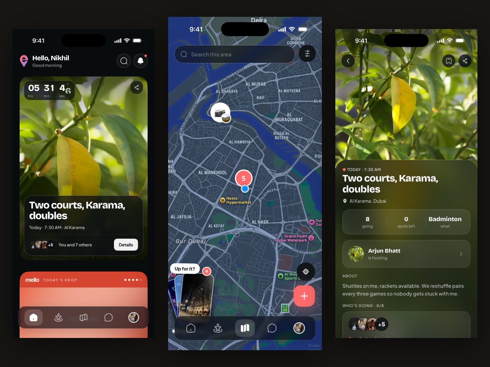 Mello app screens